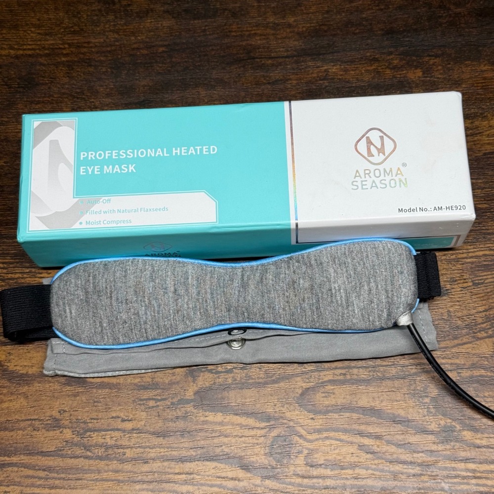 Aroma Season Professional Heated Eye Mask Grey Flaxseed Moist Compress AM-HE920